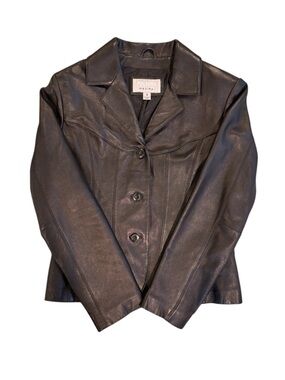 Wilsons Leather Maxima Black Genuine Leather Blazer Jacket Size Small
